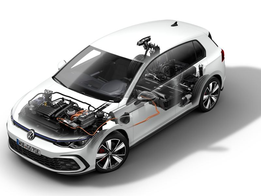 VW Volkswagen Golf GTE, teknisk fremstilling av motor og drivverk